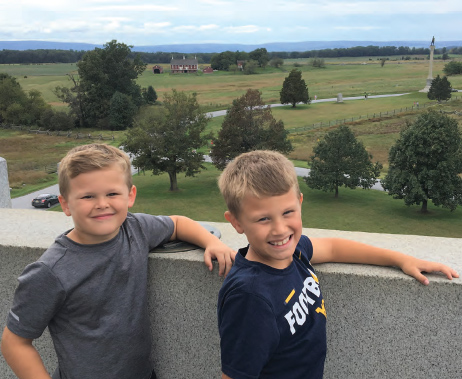 Jack and Ben Myers atop the Pennsylvania Memorial in Gettysburg